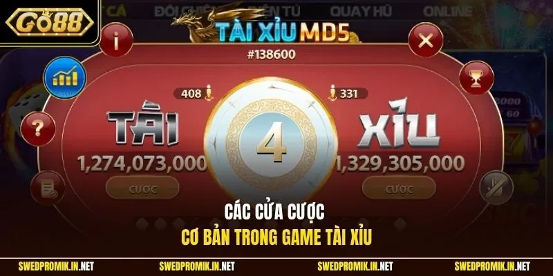 Các cửa cược cơ bản trong game Tài Xỉu