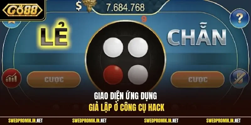 Giao diện ứng dụng giả lập ở công cụ hack